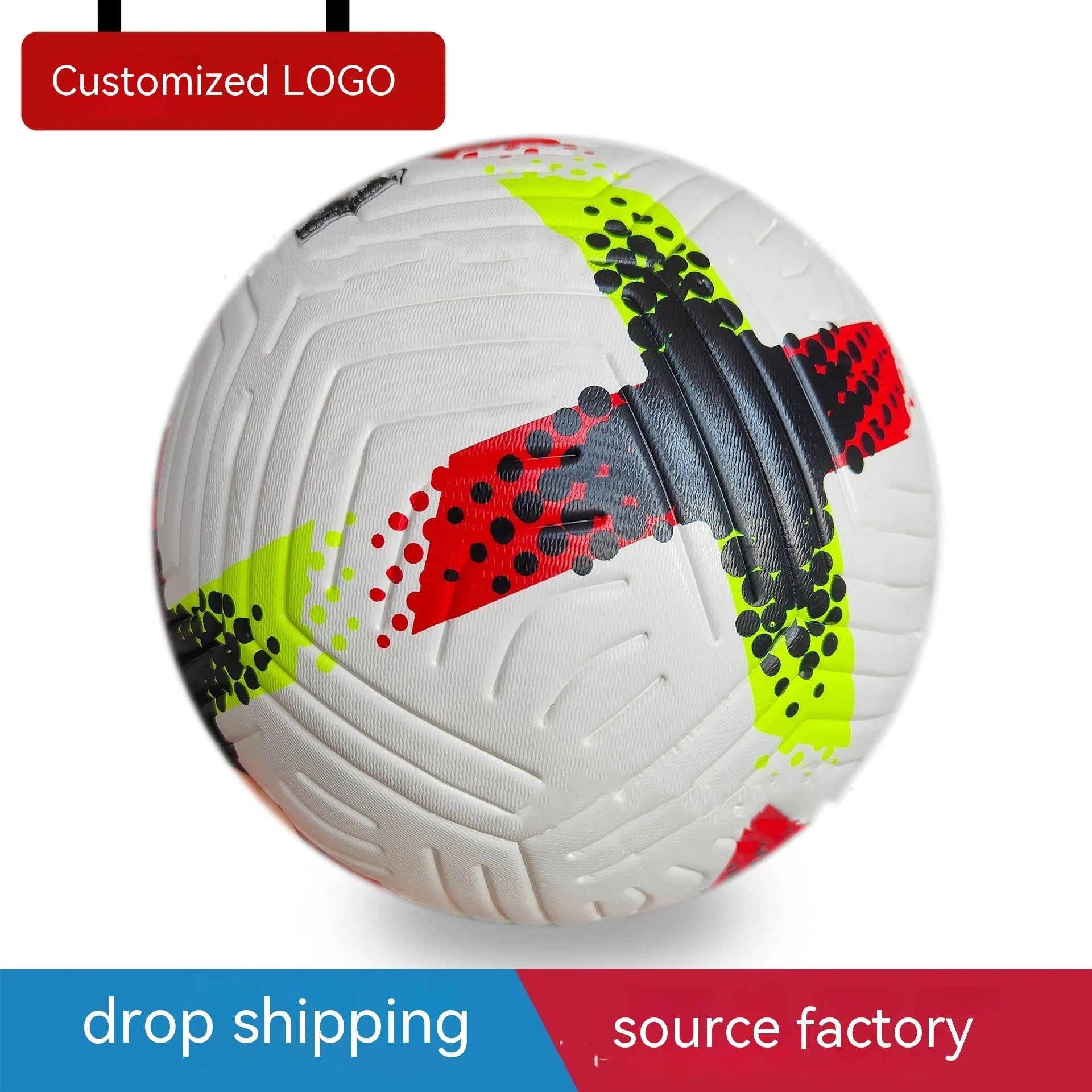 Fluorescent green size 5 PU football on a sports field