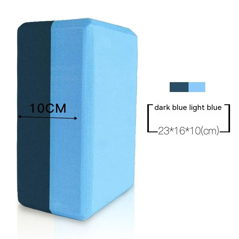 High-density EVA yoga block in a selection of solid colours and printed designs.