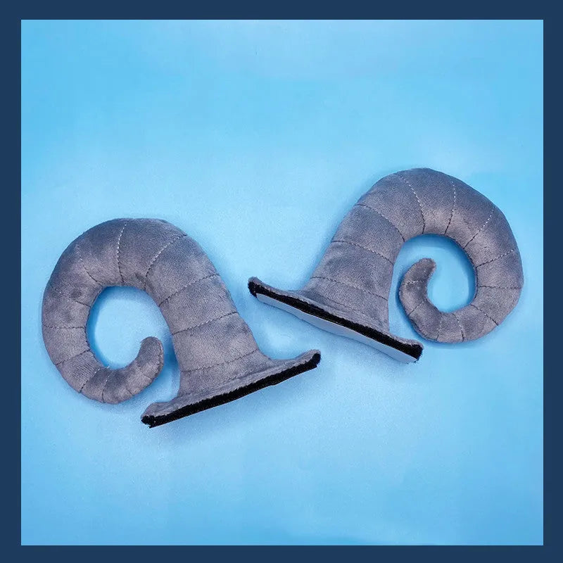 A pair of composite fibre demon horn decorations for a motorcycle helmet in black, pink, brown, or grey.