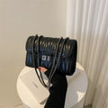 Retro textured diamond pattern women's small shoulder bag in PU leather, horizontal square shape 21x14x7cm