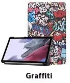 LenovoTab P12 plastic protective case in a decorative pattern, folded to show the integrated magnetic stand.