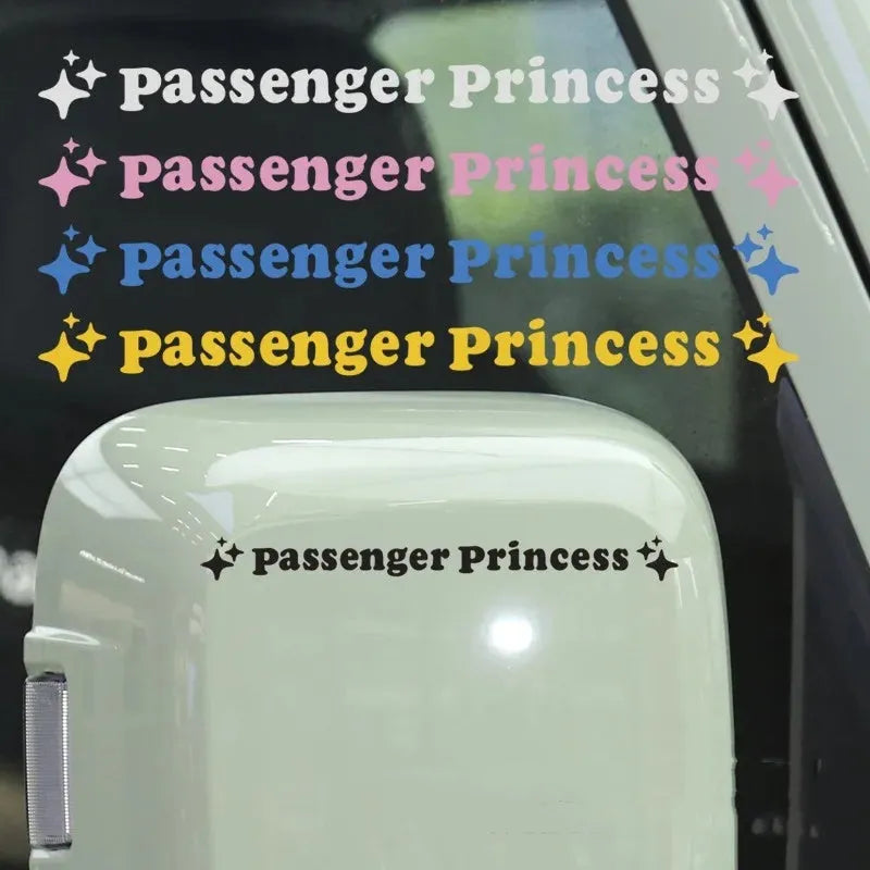 12.5 cm circular Passenger Princess decorative sticker for car rearview mirrors in reflective colours.