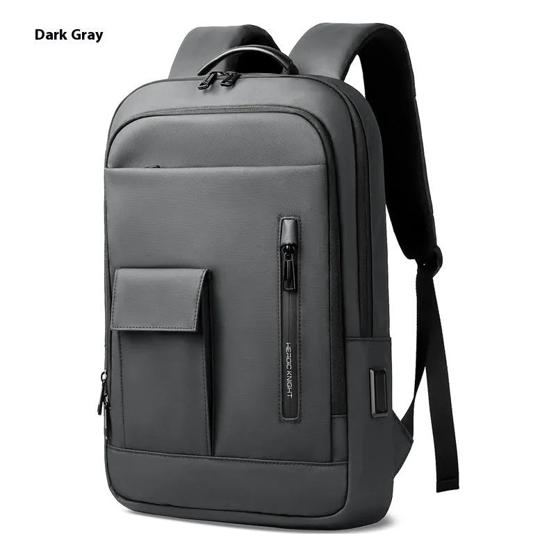 Lightweight men's Oxford cloth backpack with sewing line design in dark gray, olive green, blue, and black colour options