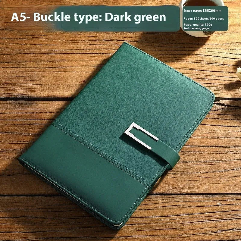 A5 soft leather notebook with PU cover and wood-free paper in choice of five colours