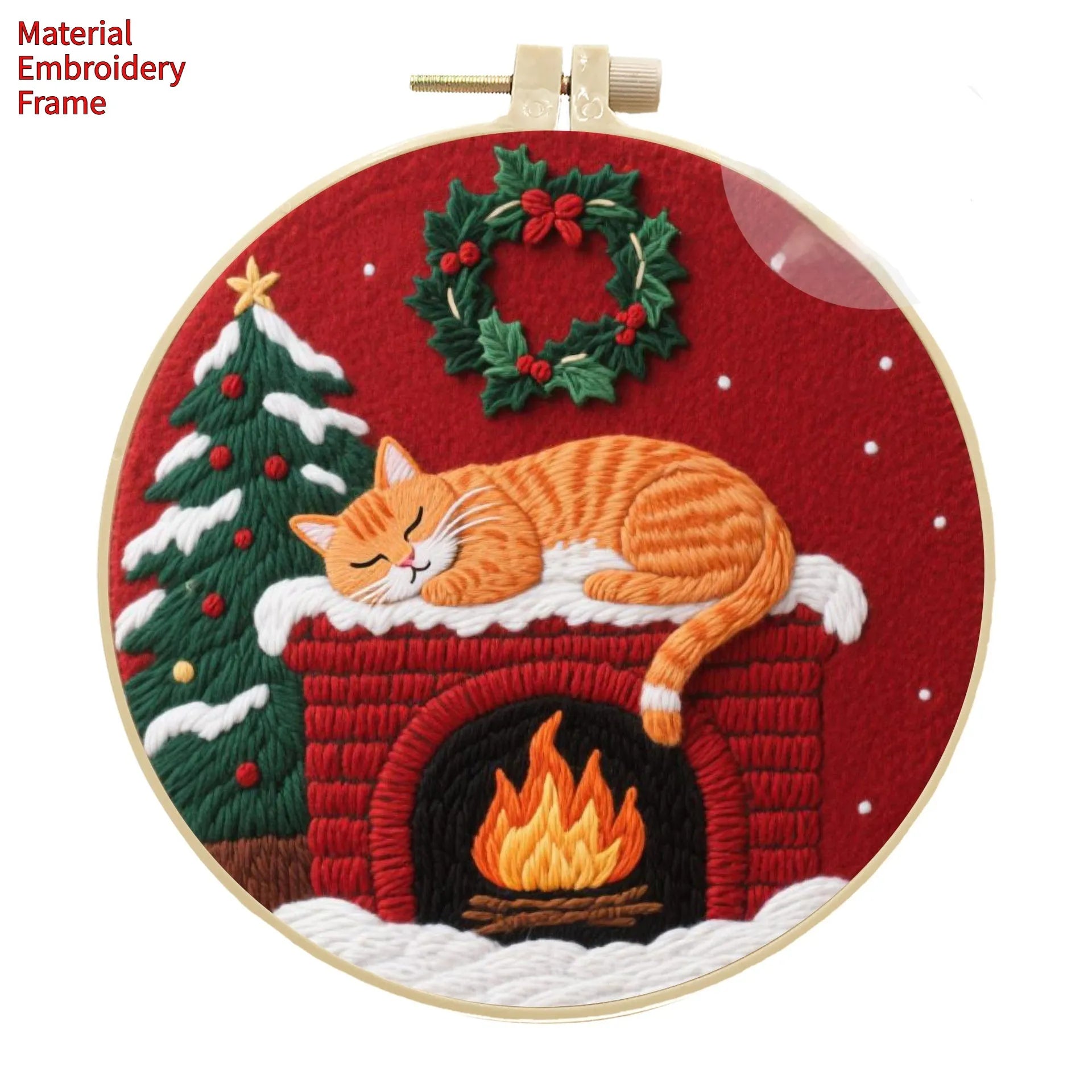 Autumn fruit pattern embroidery kit with cotton linen fabric and imitation bamboo hoop.