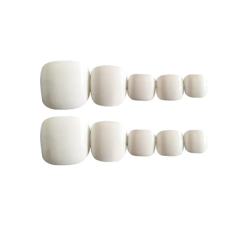 White false nails with starry sky pattern, includes adhesive glue