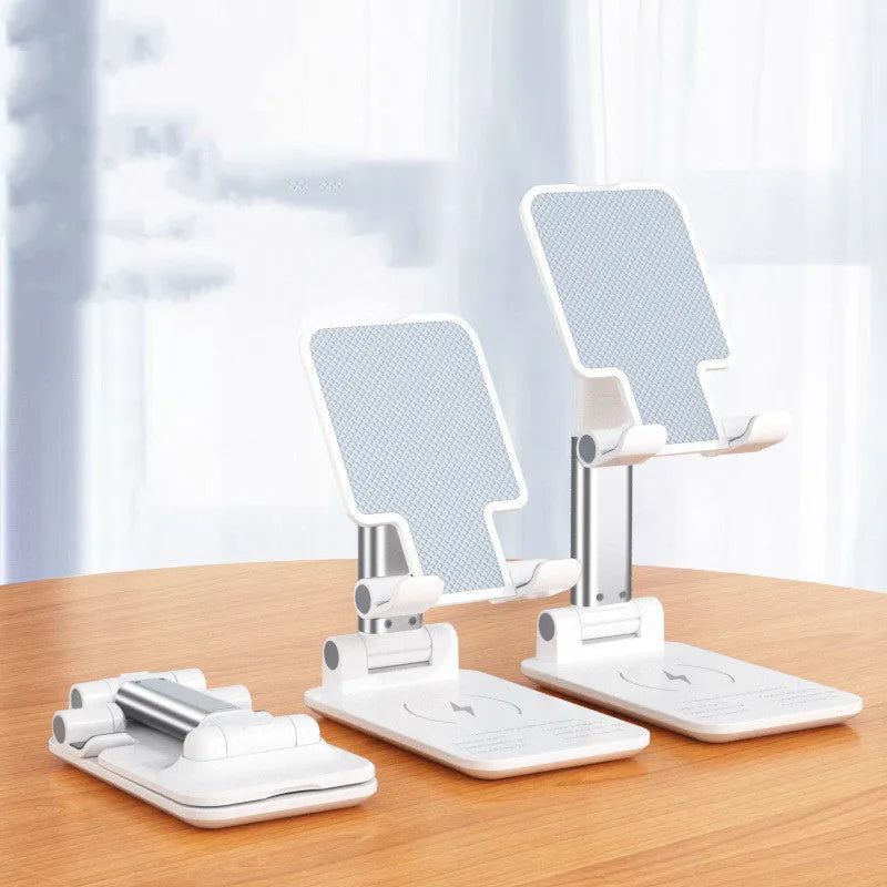 Wireless charging mobile phone holder desktop stand in black or white with 5W/15W options