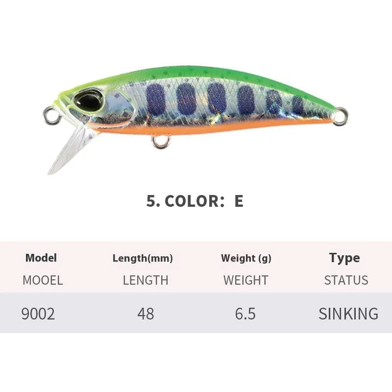 48mm Japanese mino fishing lure for mandarin fish and snakehead in various colours