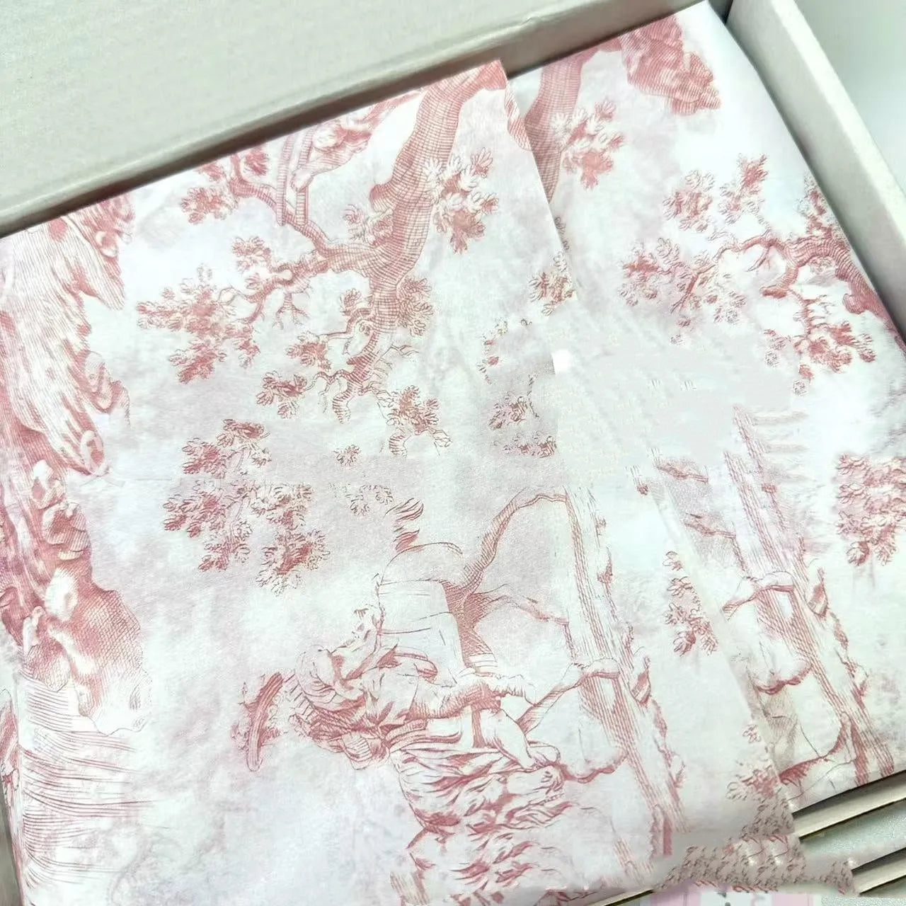 French romance decorative tissue paper sheet measuring 50x70cm in pink purple colour with retro style pattern