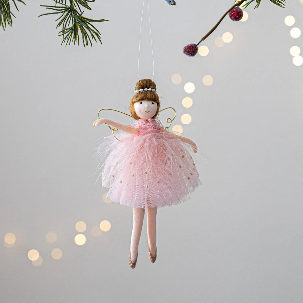 Pink and white ballet girl plush angel doll pendant with modern simplicity cloth construction