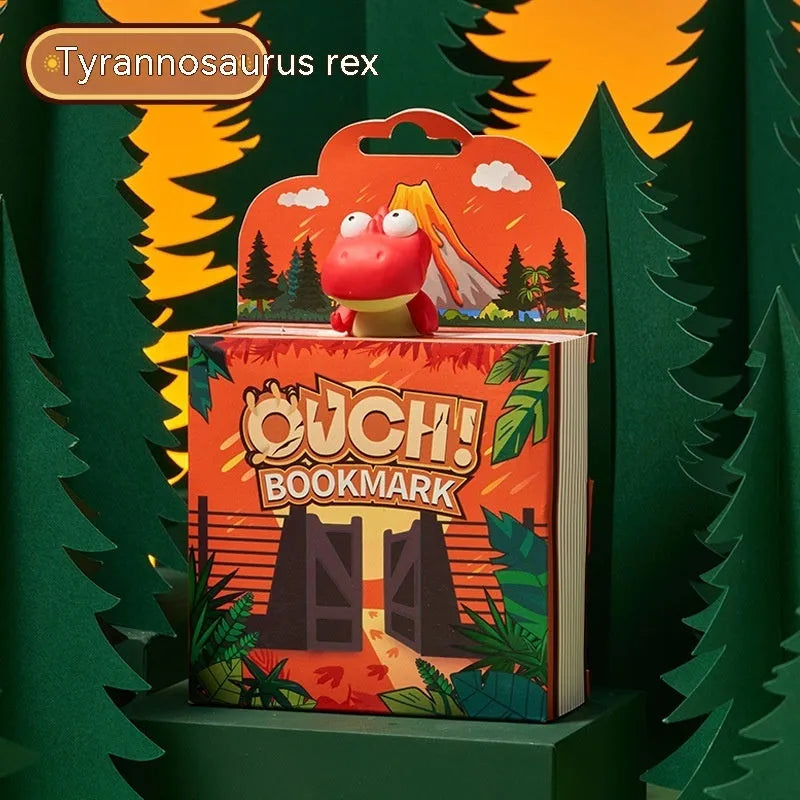 Dinosaur series bookmark with Tyrannosaurus, Triceratops, Stegosaurus and Parasaurolophus animation designs
