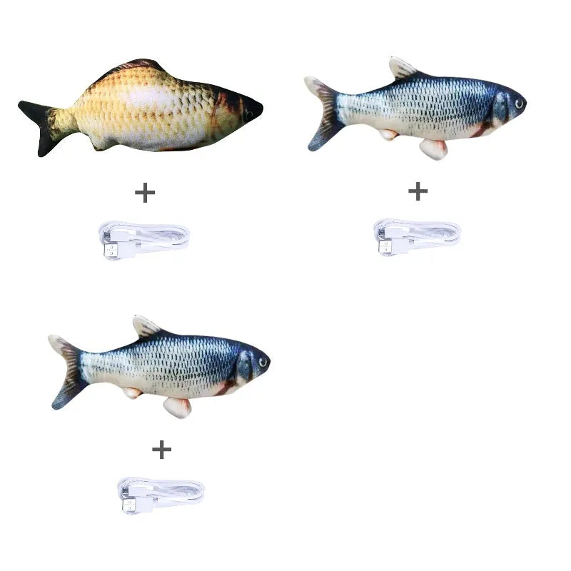 Electronic jumping fish cat toy without cat nip, 30cm multicolour design with USB cable