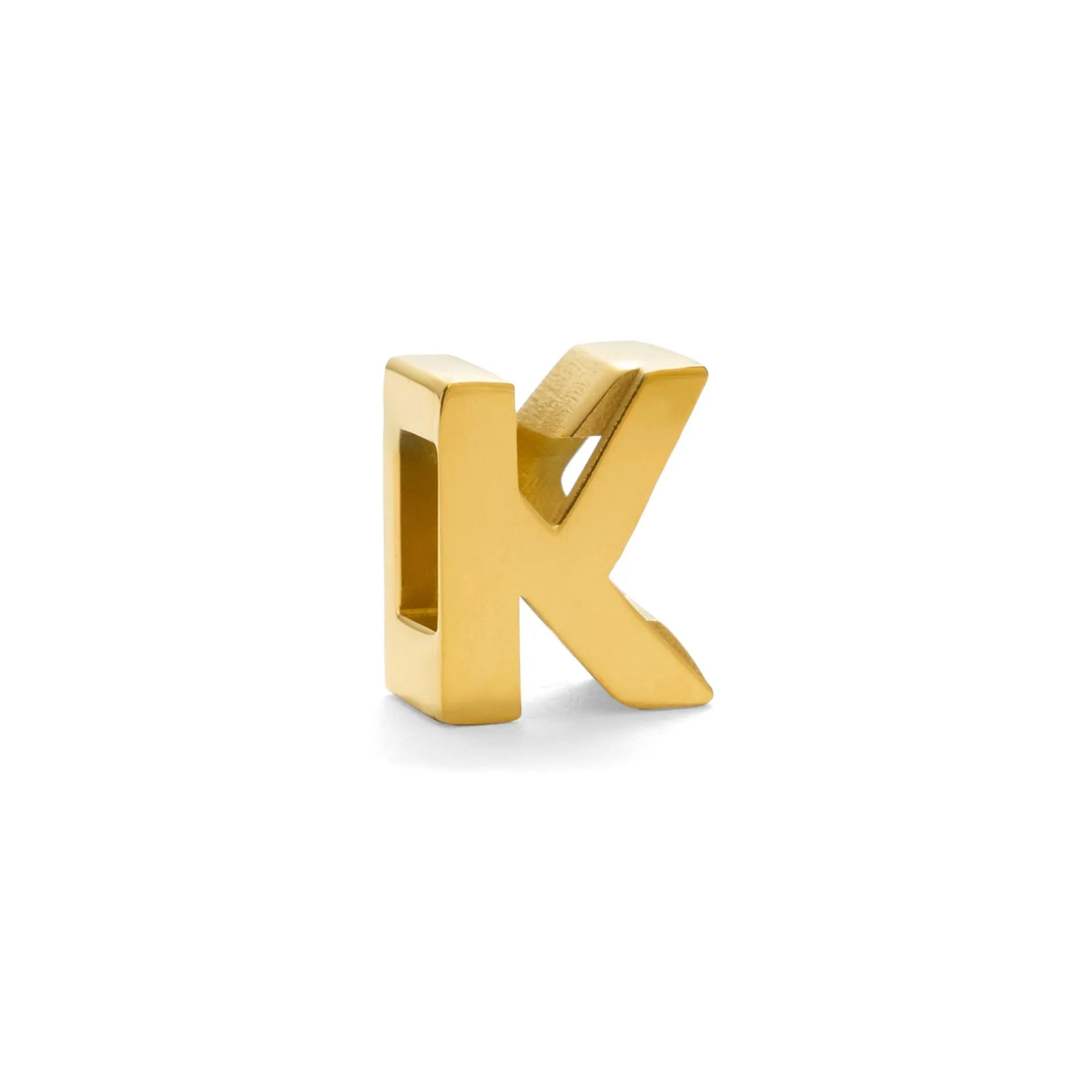Gold titanium steel necklace with a letter A charm on a 40.5cm chain.