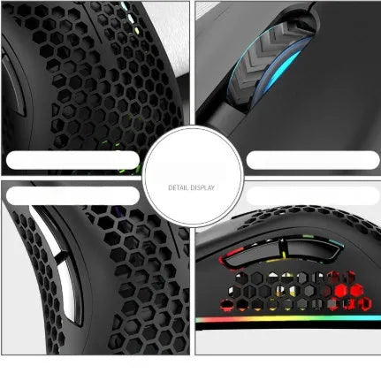 Hollow out wireless gaming mouse with RGB lighting in cyan colour