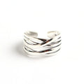 S925 sterling silver vintage weave ring for women in retro silver colour.