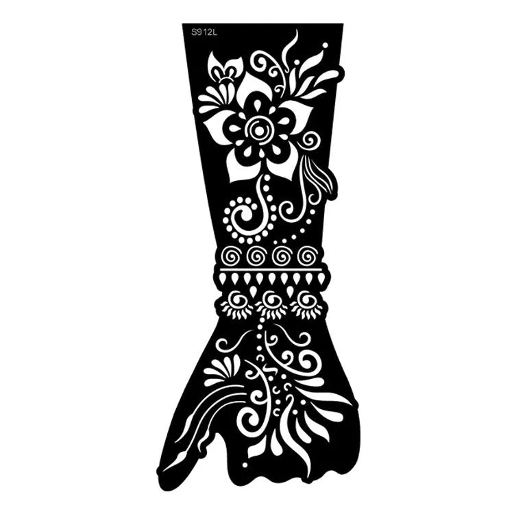 Hollow geometric tattoo sticker sheet with 30 machine-cut 3D paper carving patterns