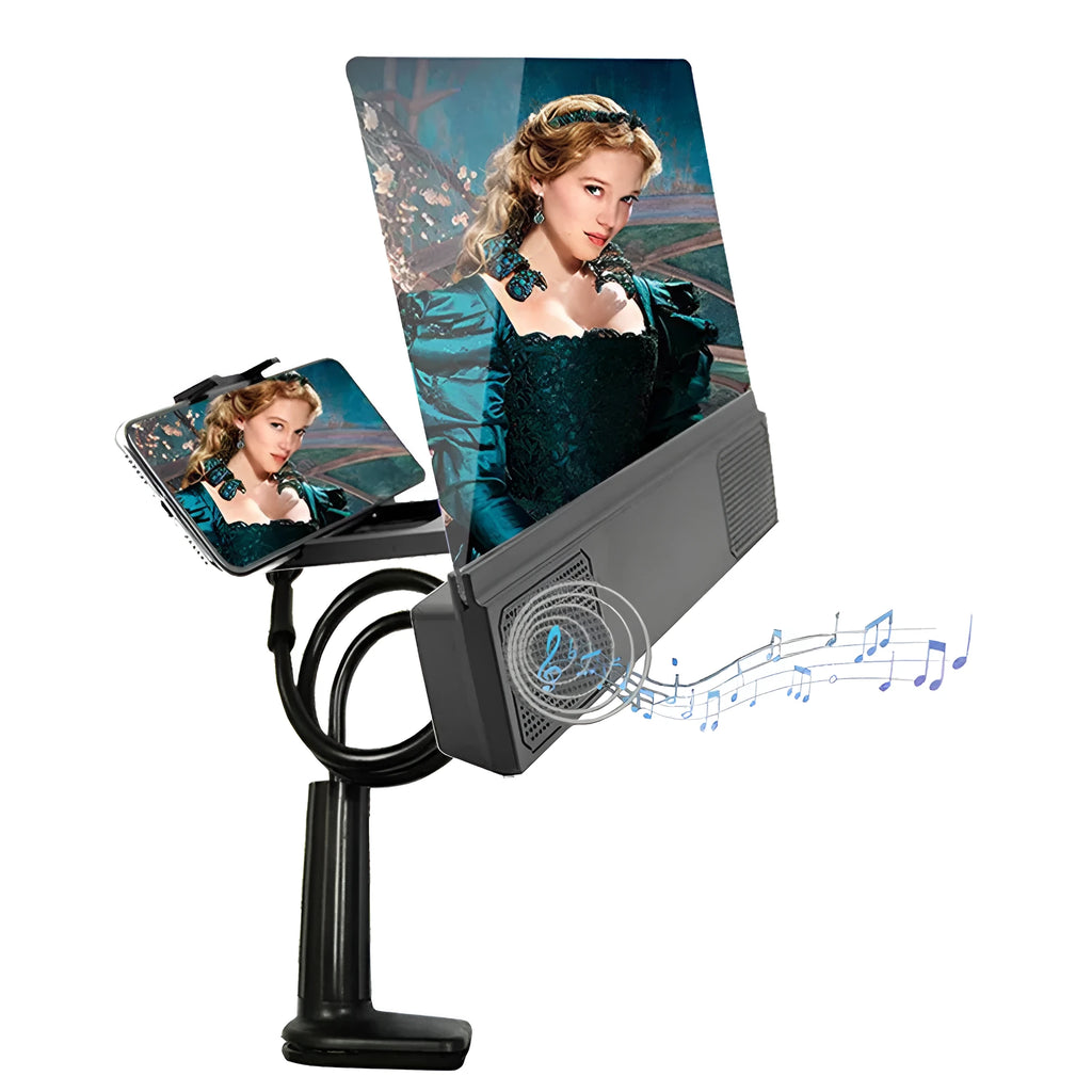 12-inch foldable mobile phone screen amplifier with speaker and flexible gooseneck stand