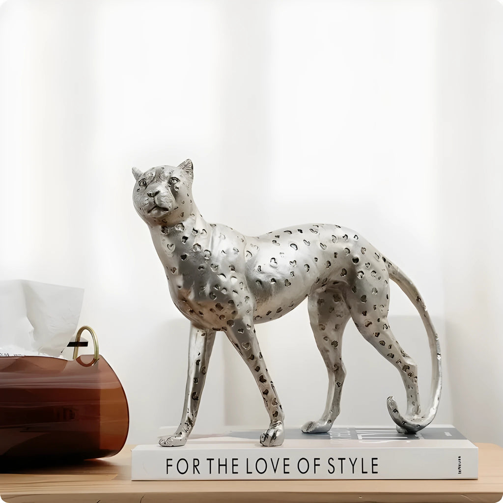 Modern American Leopard resin ornament in large, small, and walking posture variants.