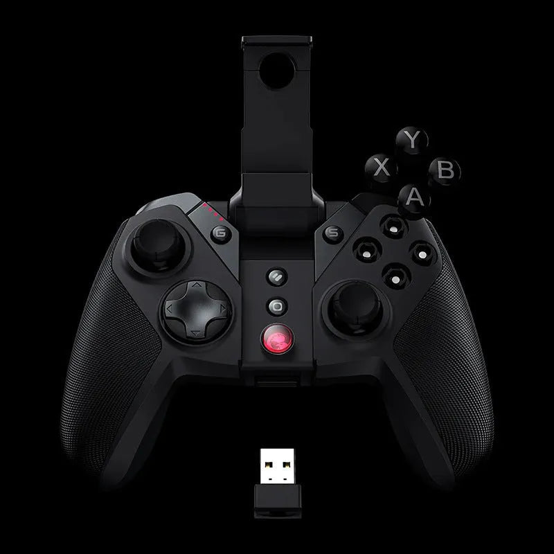 Black Gaishi chicken handle wired gaming controller with Type-C cable on a grey background.