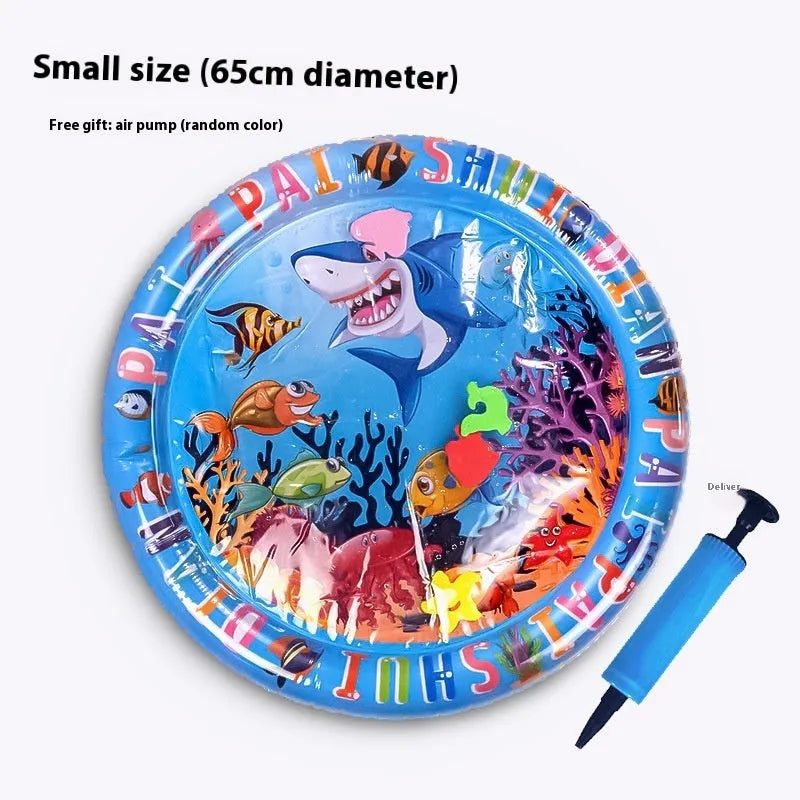 PVC inflatable pet cooling water cushion in dolphin design showing water injection valve