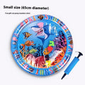 PVC inflatable pet cooling water cushion in dolphin design showing water injection valve