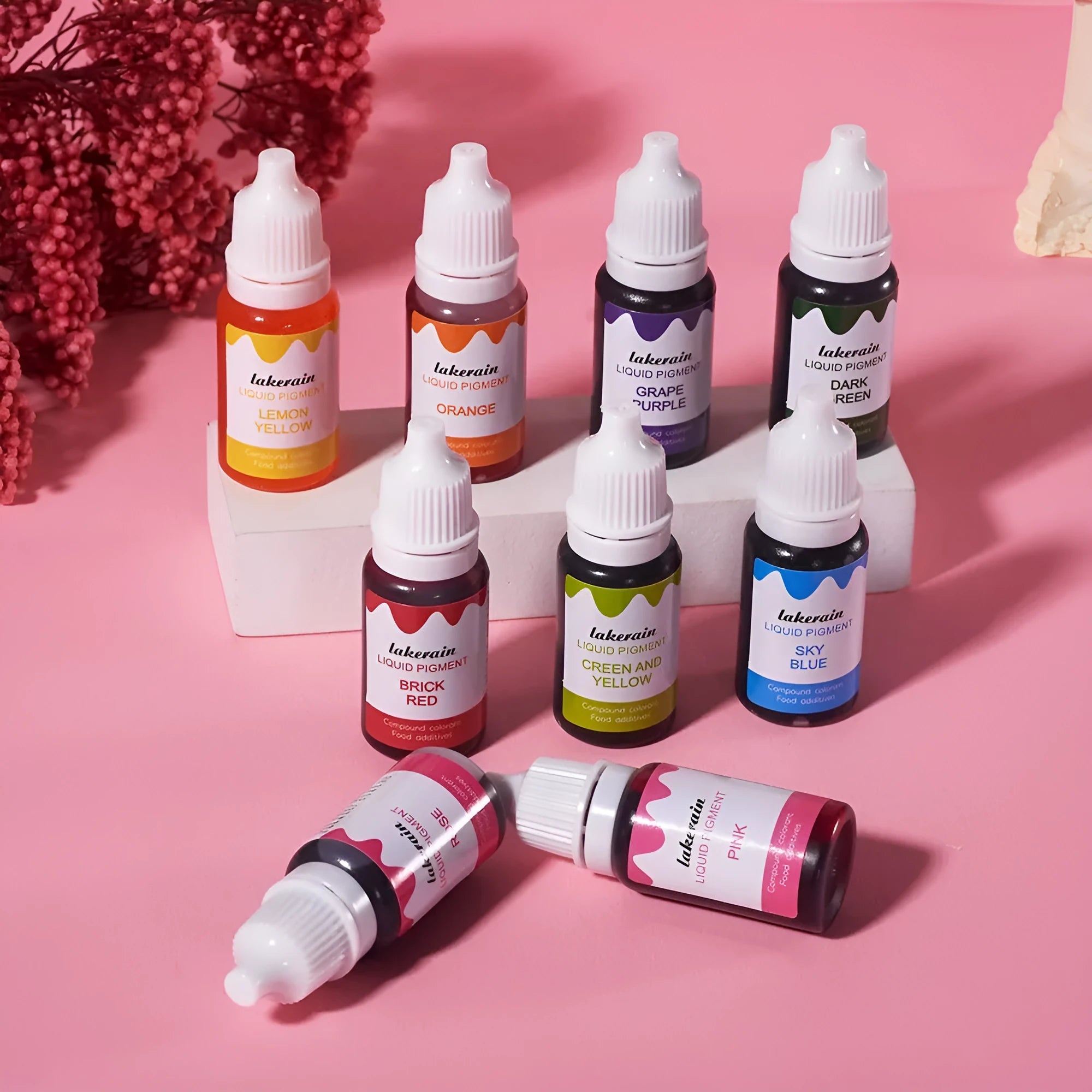 24 natural food colouring pigment bottles in toolbox for cream cakes and handmade soap