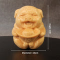 Solid bamboo carving ornament of a Fu Lu pig ingot, 4cm tall.