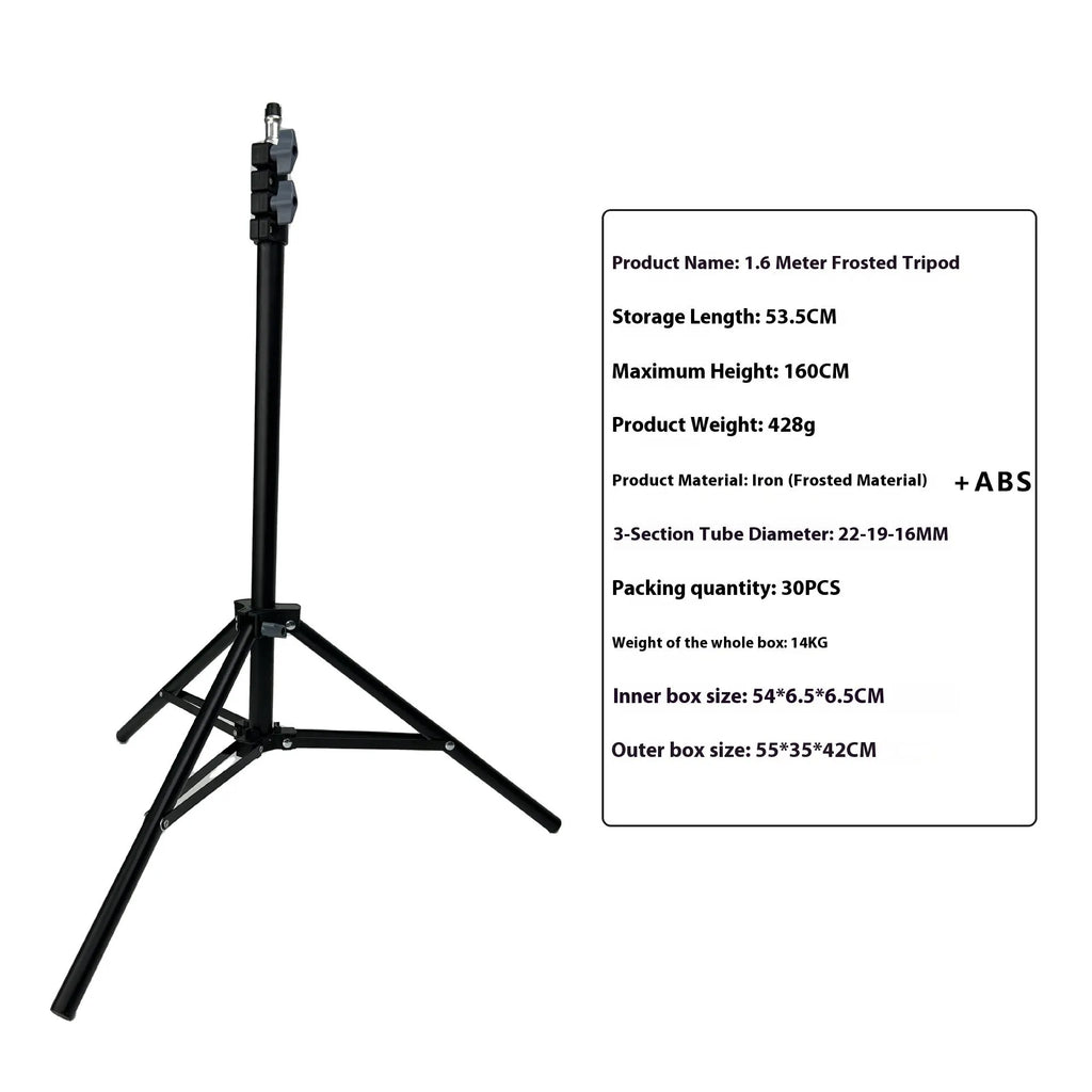 Photography light stand tripod with mobile phone holder in frosted finish