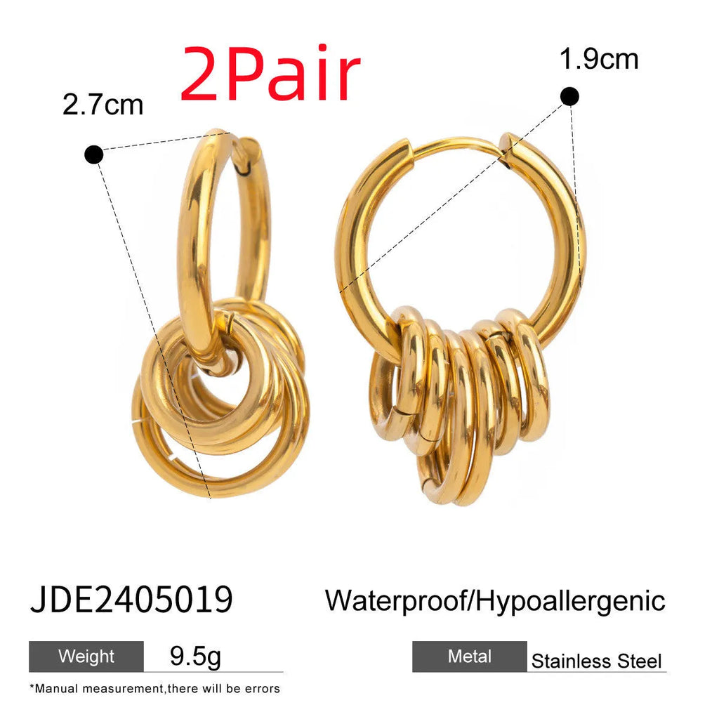 Stainless steel colour matching earrings with electroplated finish in ins style design