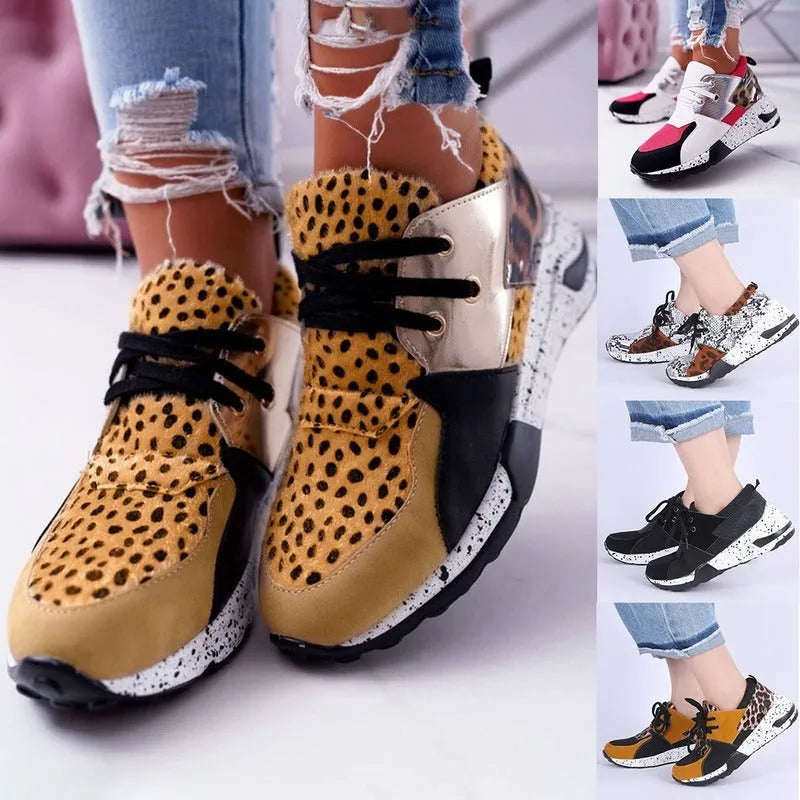 Women's casual flat sneakers with suede upper and wedge heel in multiple colour options