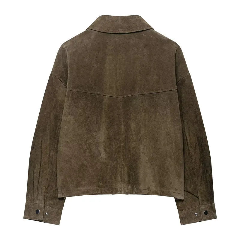 Women's casual PU jacket in picture colour with Korean Japanese styling