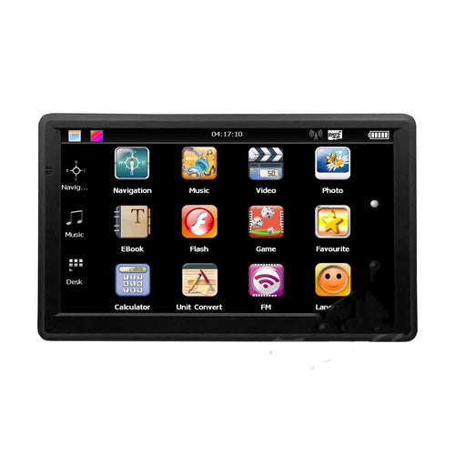 7 inch car GPS navigation device with touchscreen display and vehicle mounting bracket