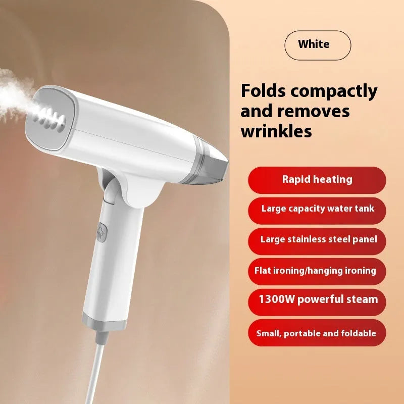 HB-668 handheld garment steamer in blue or white with 1300W power and 85ml water tank