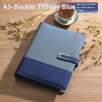 A5 soft leather notebook with PU cover and wood-free paper in choice of five colours