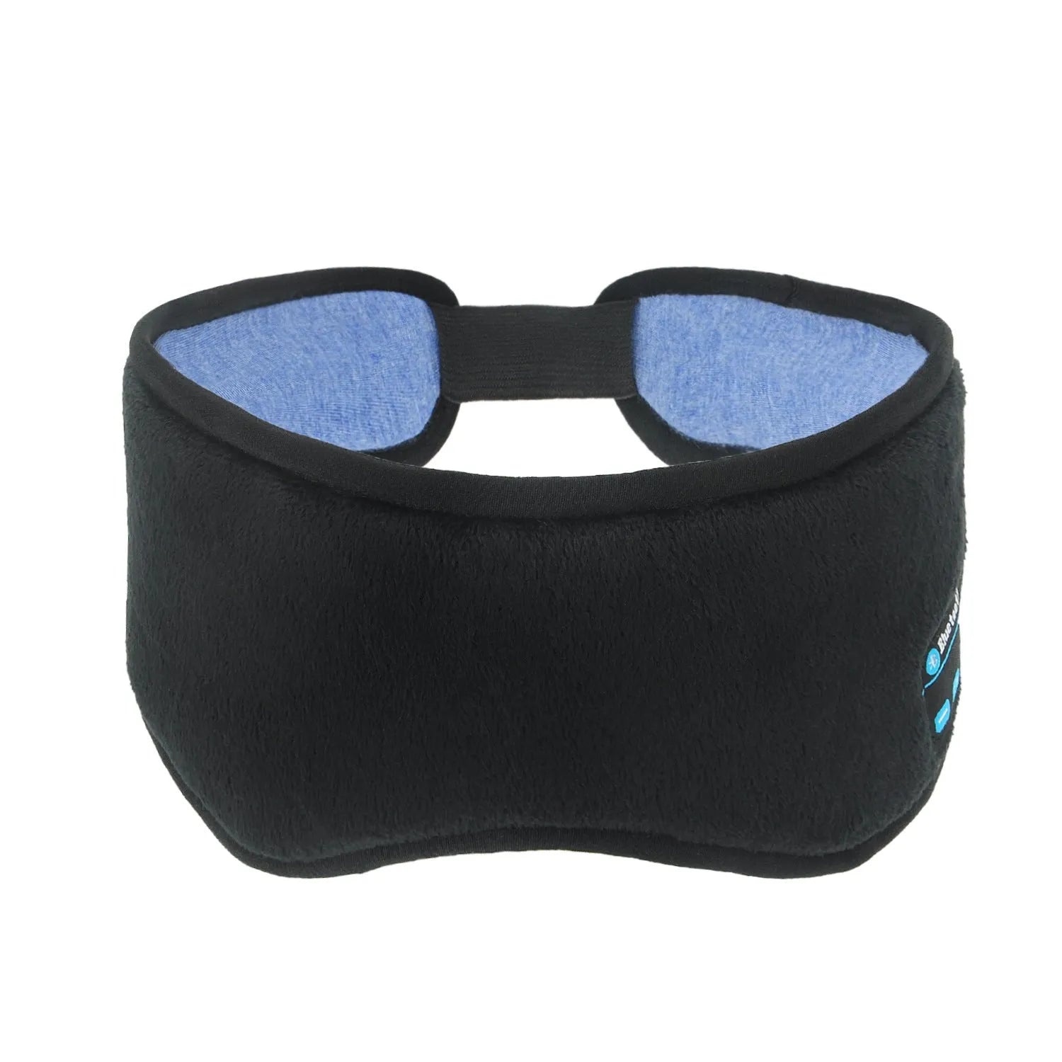 Black Bluetooth sleep eye mask with integrated wireless earphones for music playback during rest