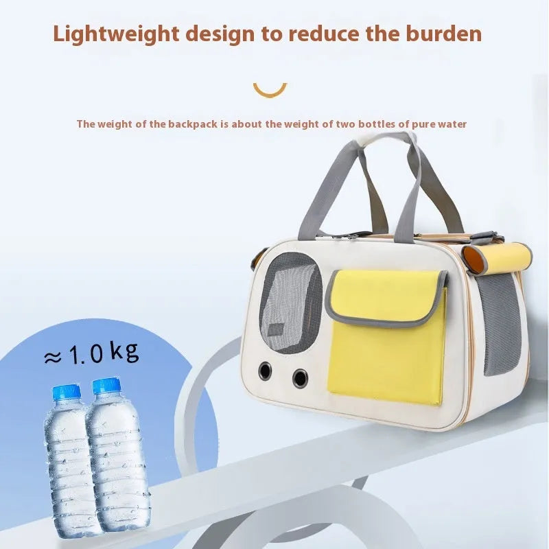 Foldable single shoulder pet carrier bag in canvas material, shown in black colour