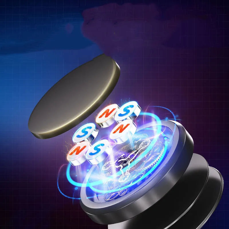 Obsidian black magnetic car phone holder with centripetal force ball head and two magnetic disks