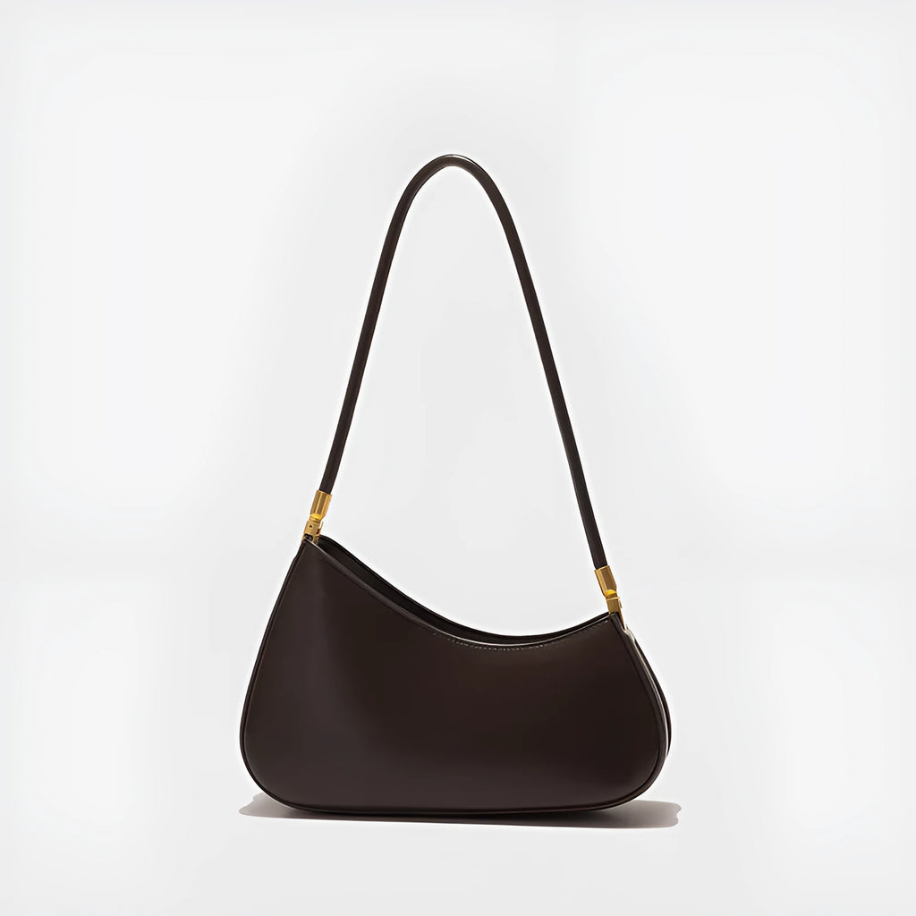 Retro oval women's underarm bag in PU material with sandwich pocket and single shoulder strap