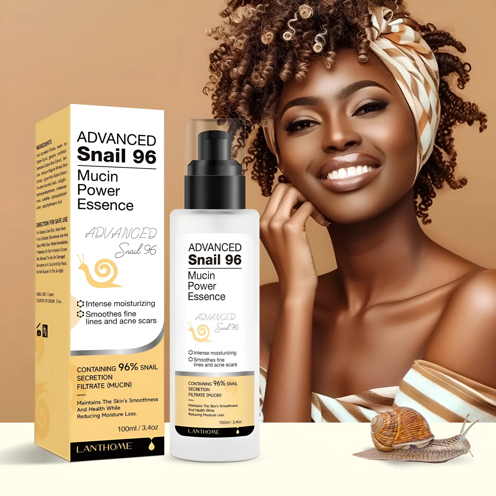 100ml snail serum essence liquid bottle for facial moisturising treatment