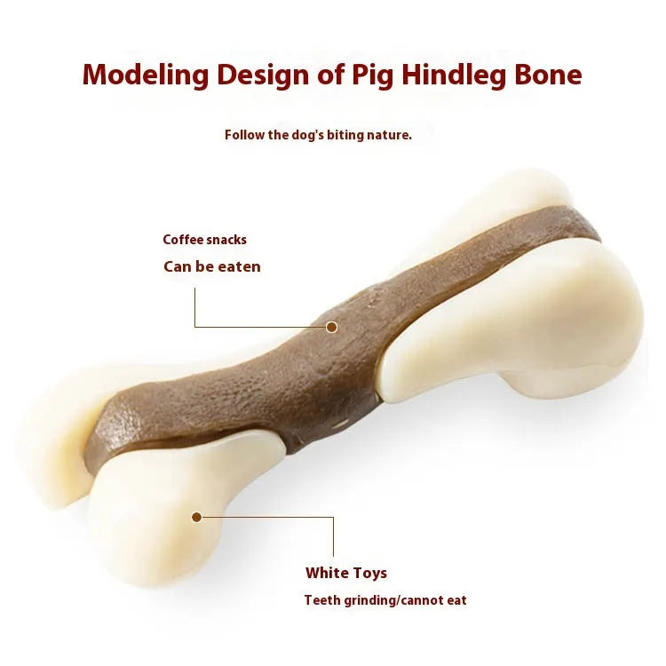 Eating and Playing Series dog bone grinding rod in cowhide and nylon construction for teeth cleaning