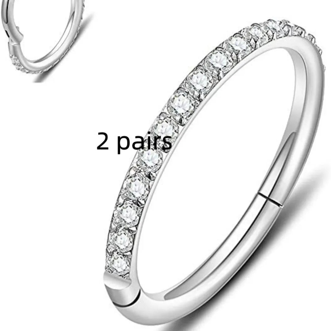 Stainless steel seamless nose ring jewellery showing colour options including gold, rose gold and black finishes
