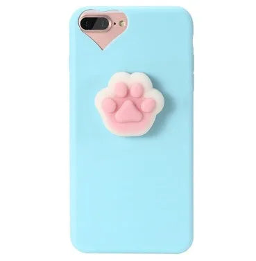 Silicone TPU iPhone case with 3D cartoon cat design in multiple colour options