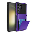 Frosted flip card phone case for Samsung with card slot and four-corner TPU PC drop protection, blue colour