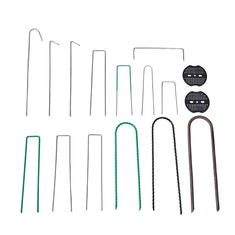 Galvanised steel ground nail 4cm wide 15cm long for fixing lawn fabric and grass cloth