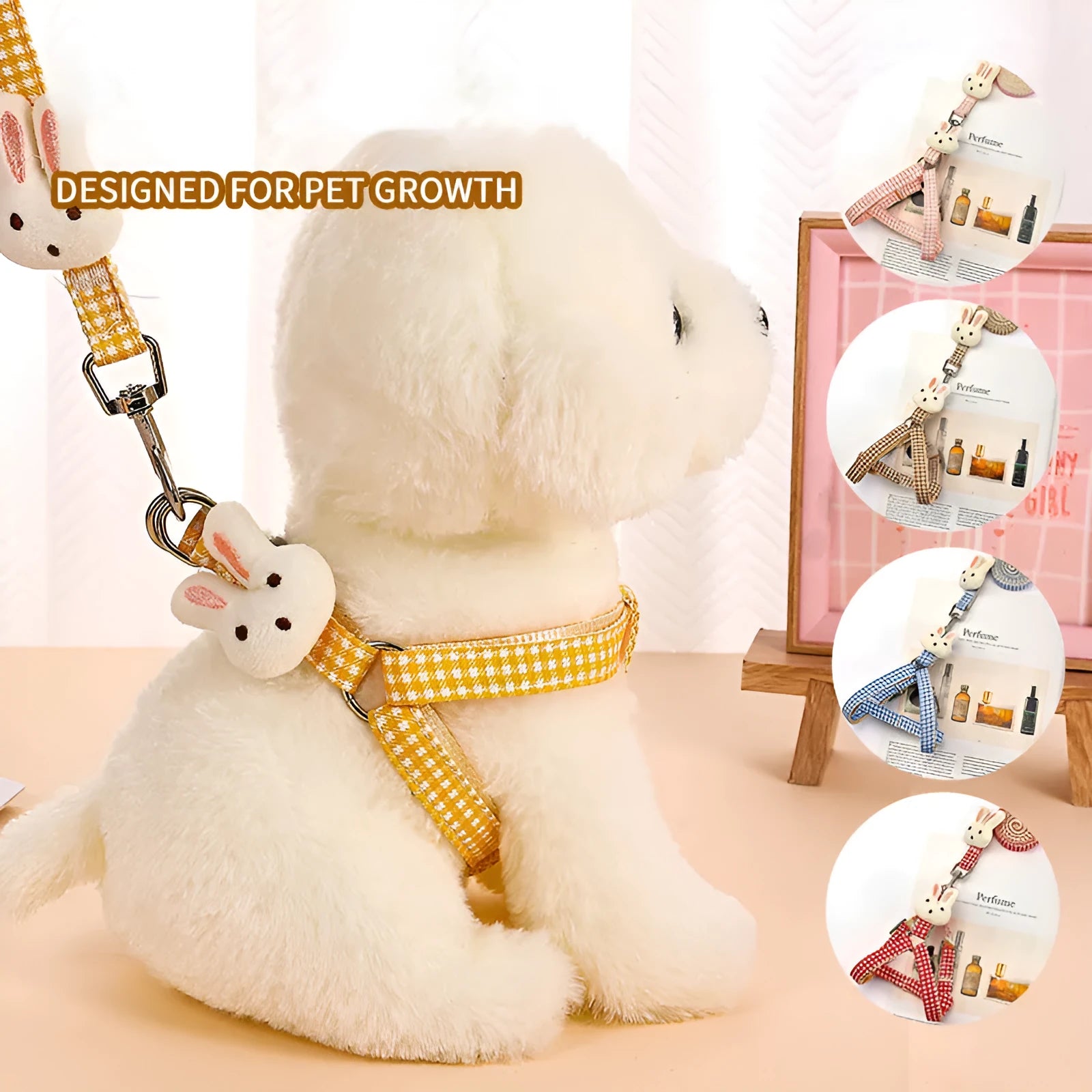 Small dog harness with quick release nylon straps in multiple colour options