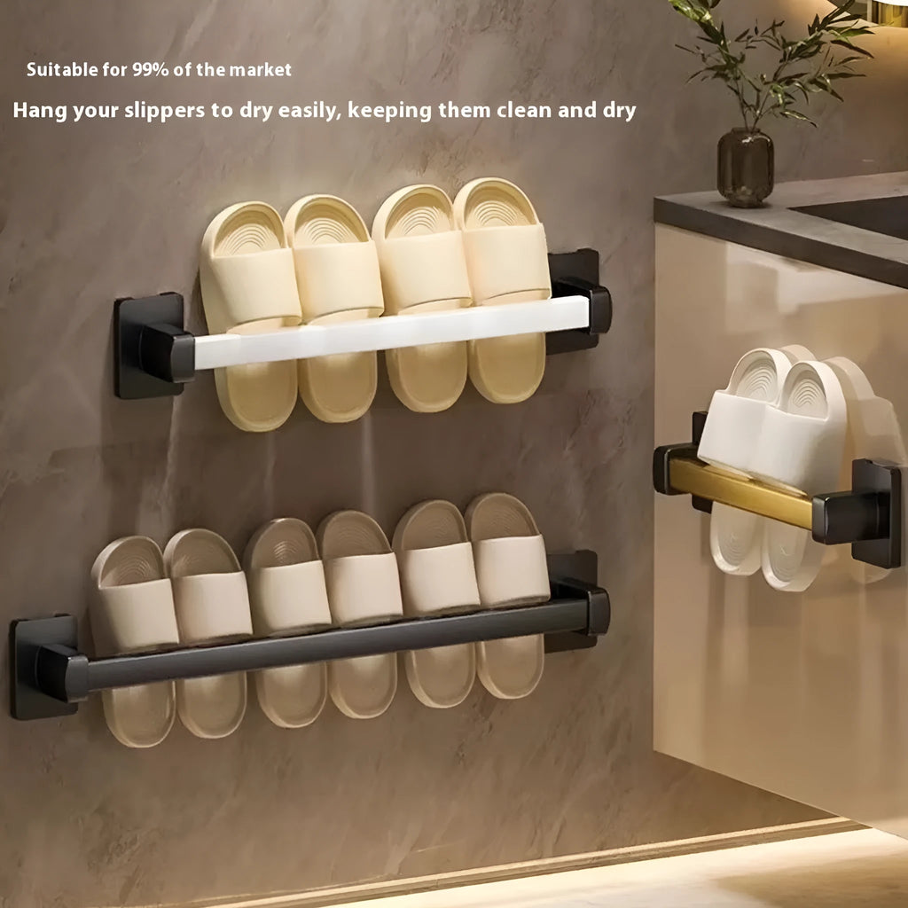 Wall-mounted bathroom slipper rack with built-in seat in Nordic style design