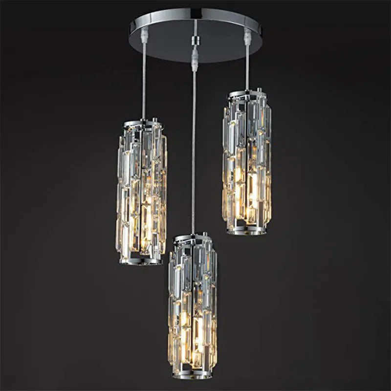 Single head industrial style crystal LED droplight pendant light in black finish.