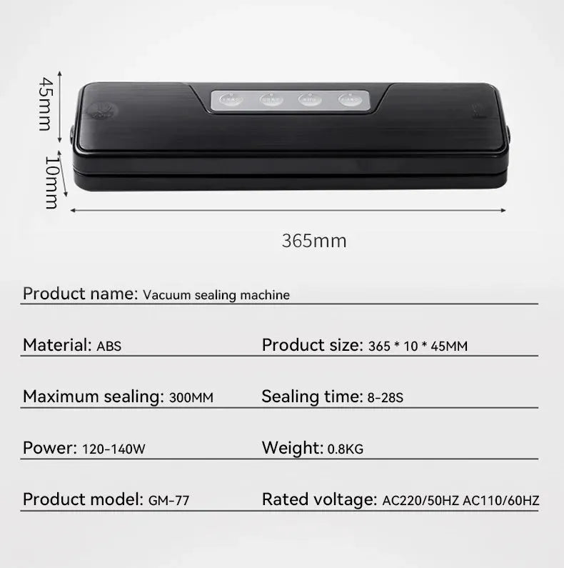 White automatic vacuum sealer with compact design for household food preservation