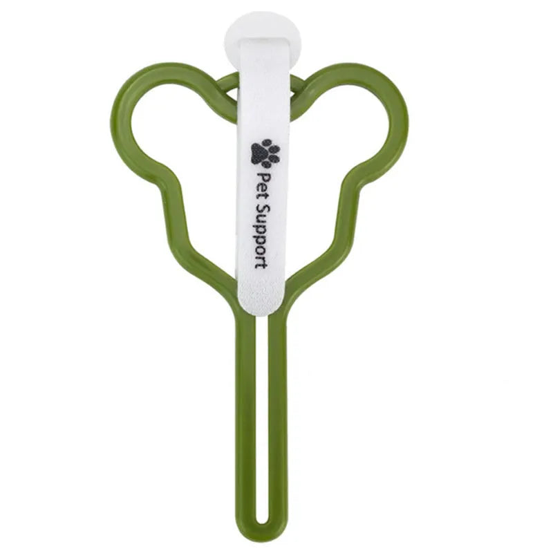 Dog poop bag holder with hands-free clip and adjustable Velcro strap in random colour selection