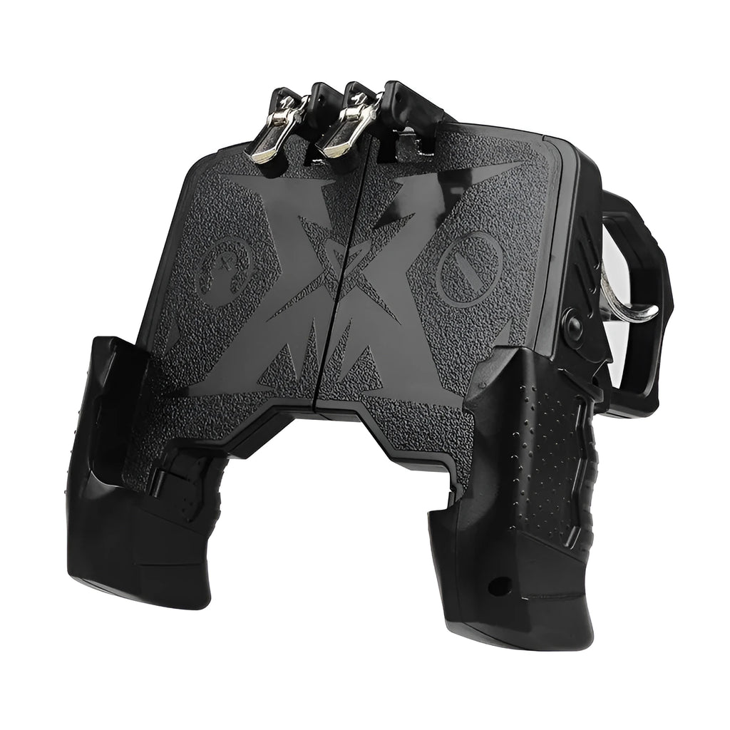 Black wired mobile phone gamepad with USB-C plug and suit handle grip design.